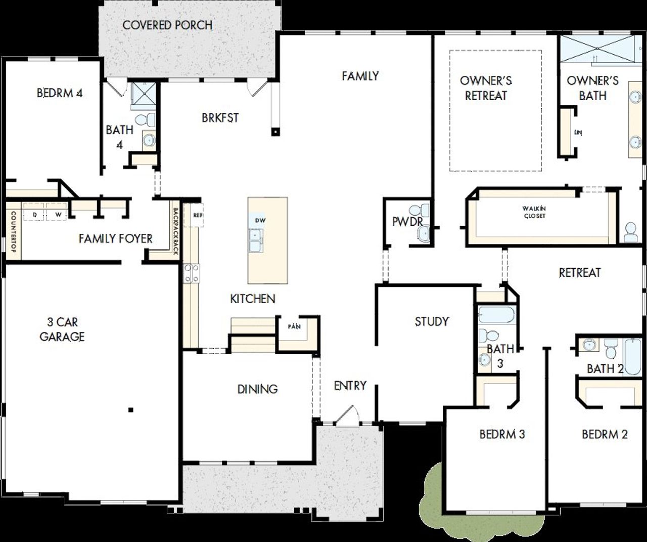 2D floor plan layout of this home in Leander Estates, Leander, TX (Image 2).