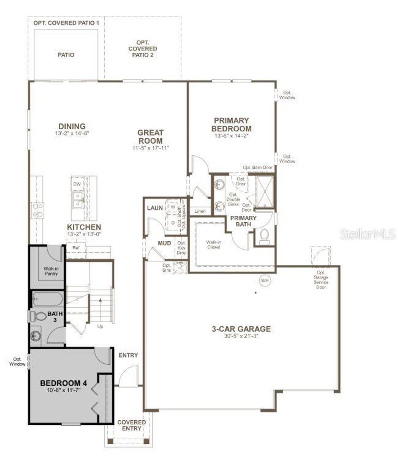 2D floor plan layout of this home in SummerTide, Palm Coast, FL (Image 2).