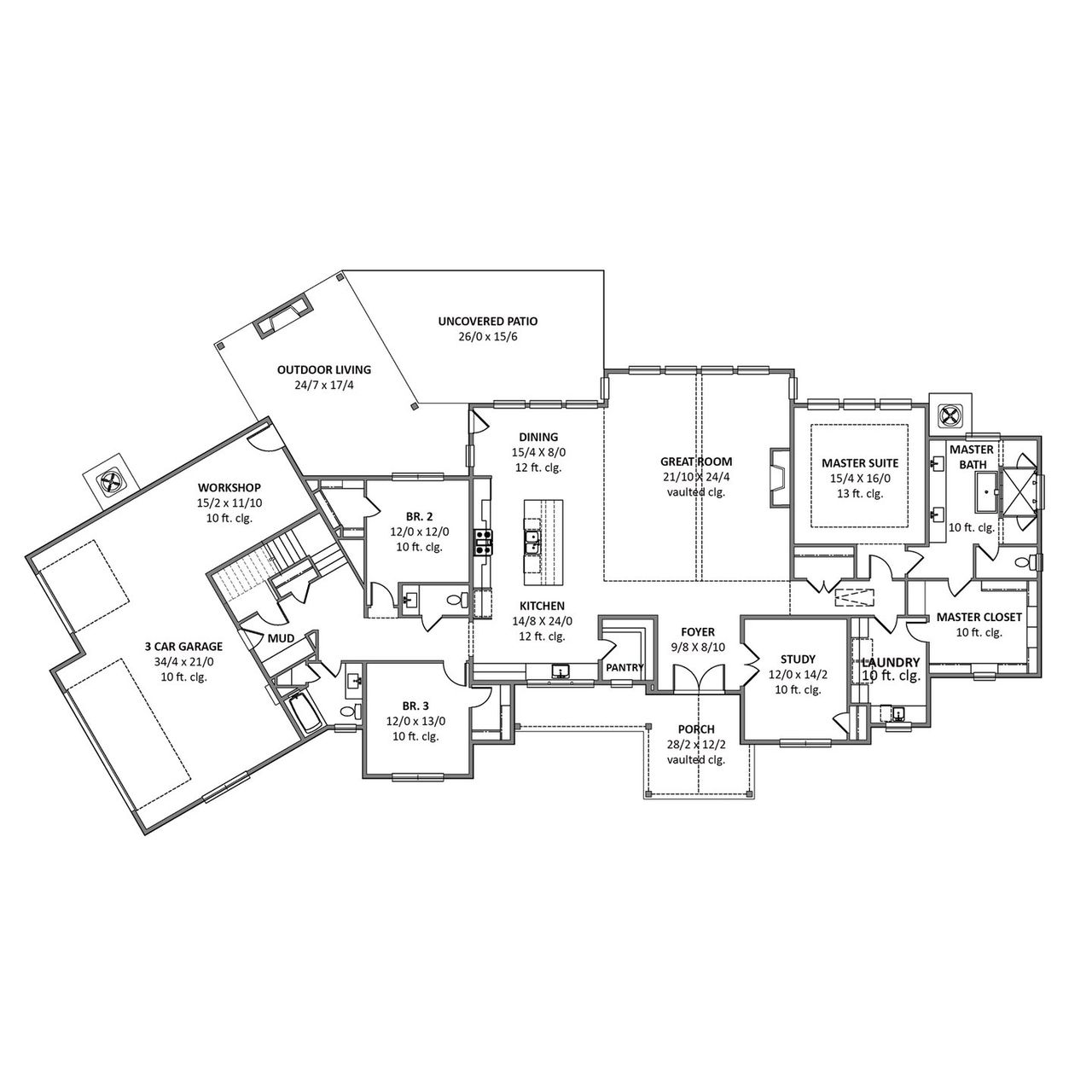 2D floor plan layout for the Roosevelt by Cope Homes in Capitol Hill, Anna, TX (Image 2).