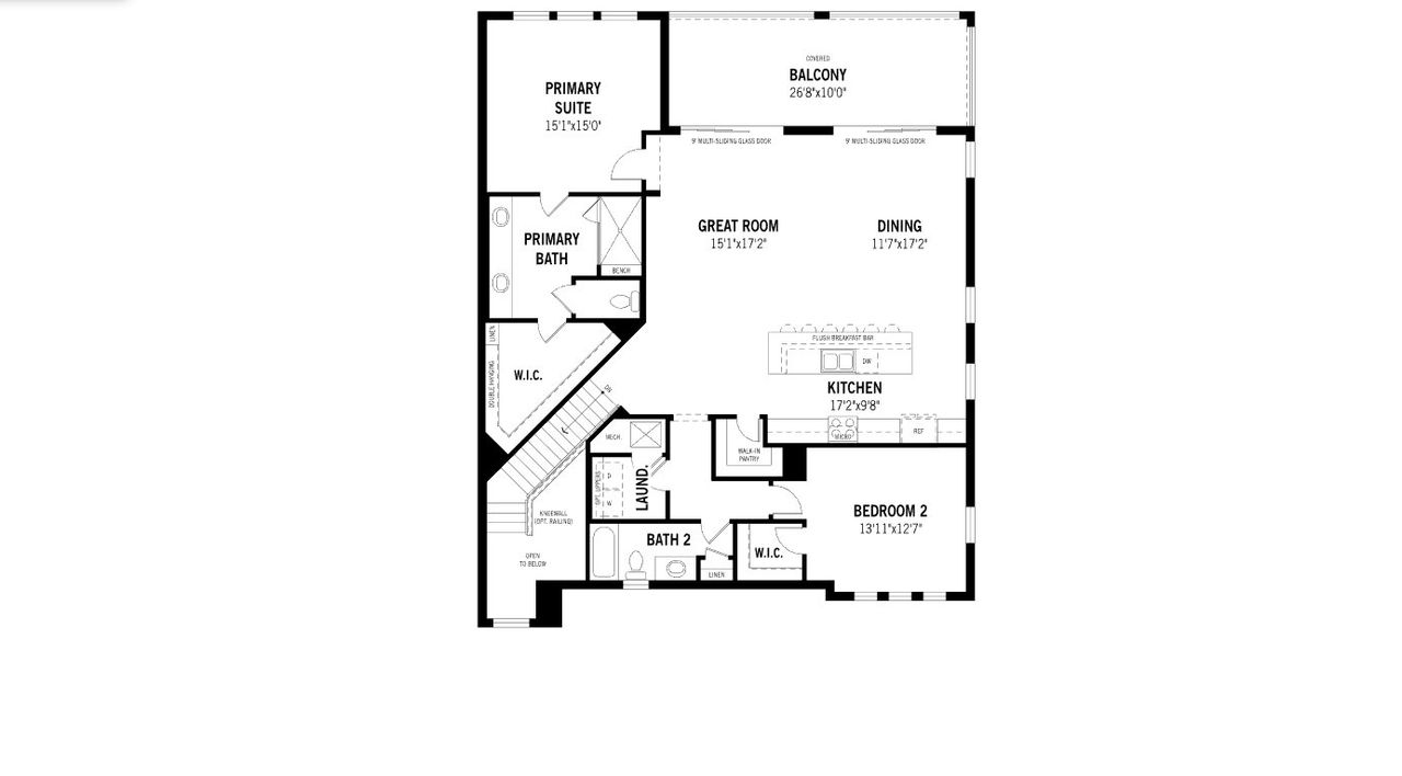 2D floor plan layout for the Zen II by Mattamy Homes in Summerlit, Naples, FL (Image 2).