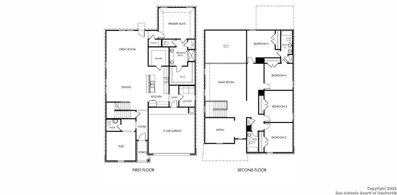 2D floor plan layout of this home in Sagebrooke - Classic Series, San Antonio, TX (Image 2).