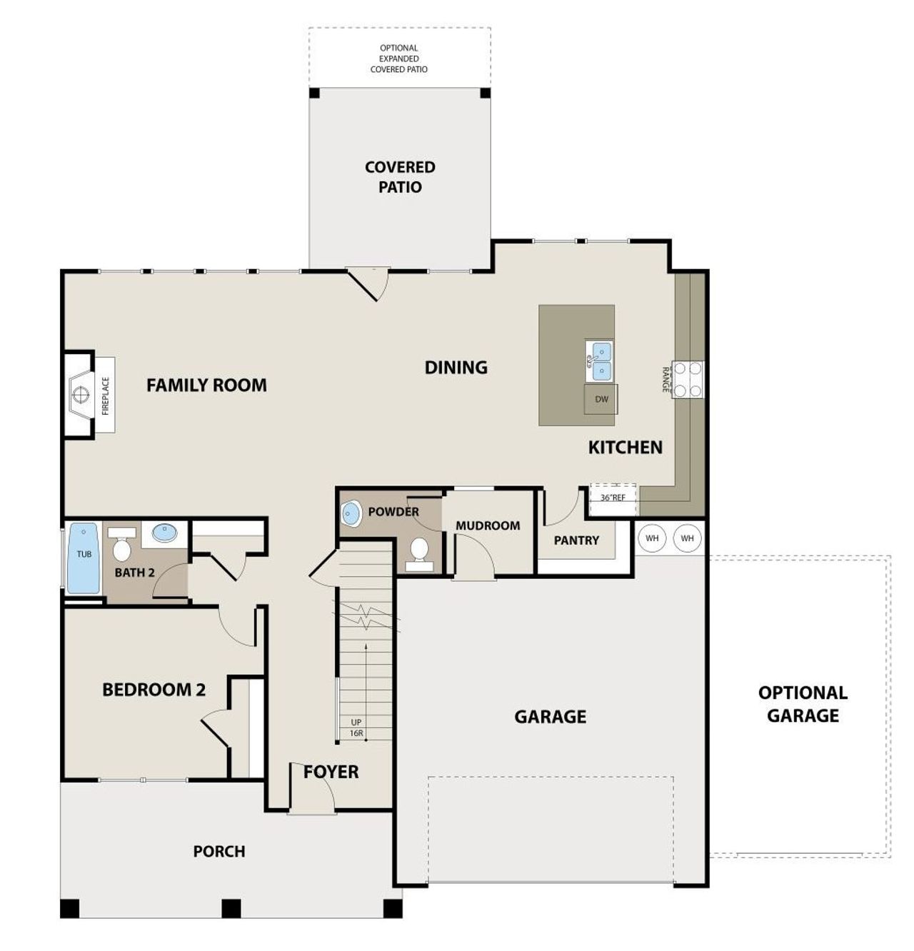 2D floor plan layout for the Fairfield by Peachtree Building Group in Chimney Oaks Cottages, Homer, GA (Image 2).