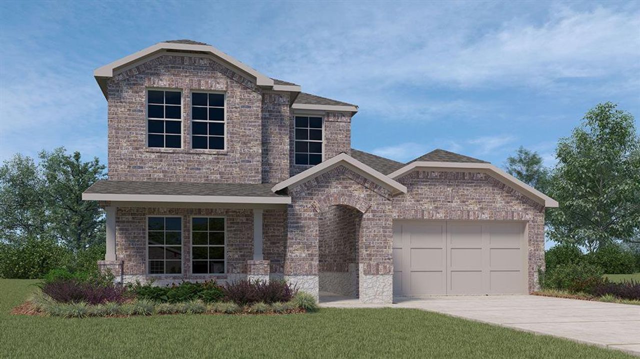 Front exterior of a new home in Riverfield, Josephine, TX, highlighting curb appeal (Image 2).