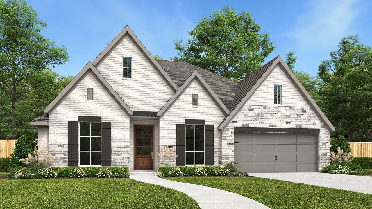 Representative exterior photo of a completed home built from the 3257P by Perry Homes in Audubon Park 60', Magnolia, TX (Image 2).