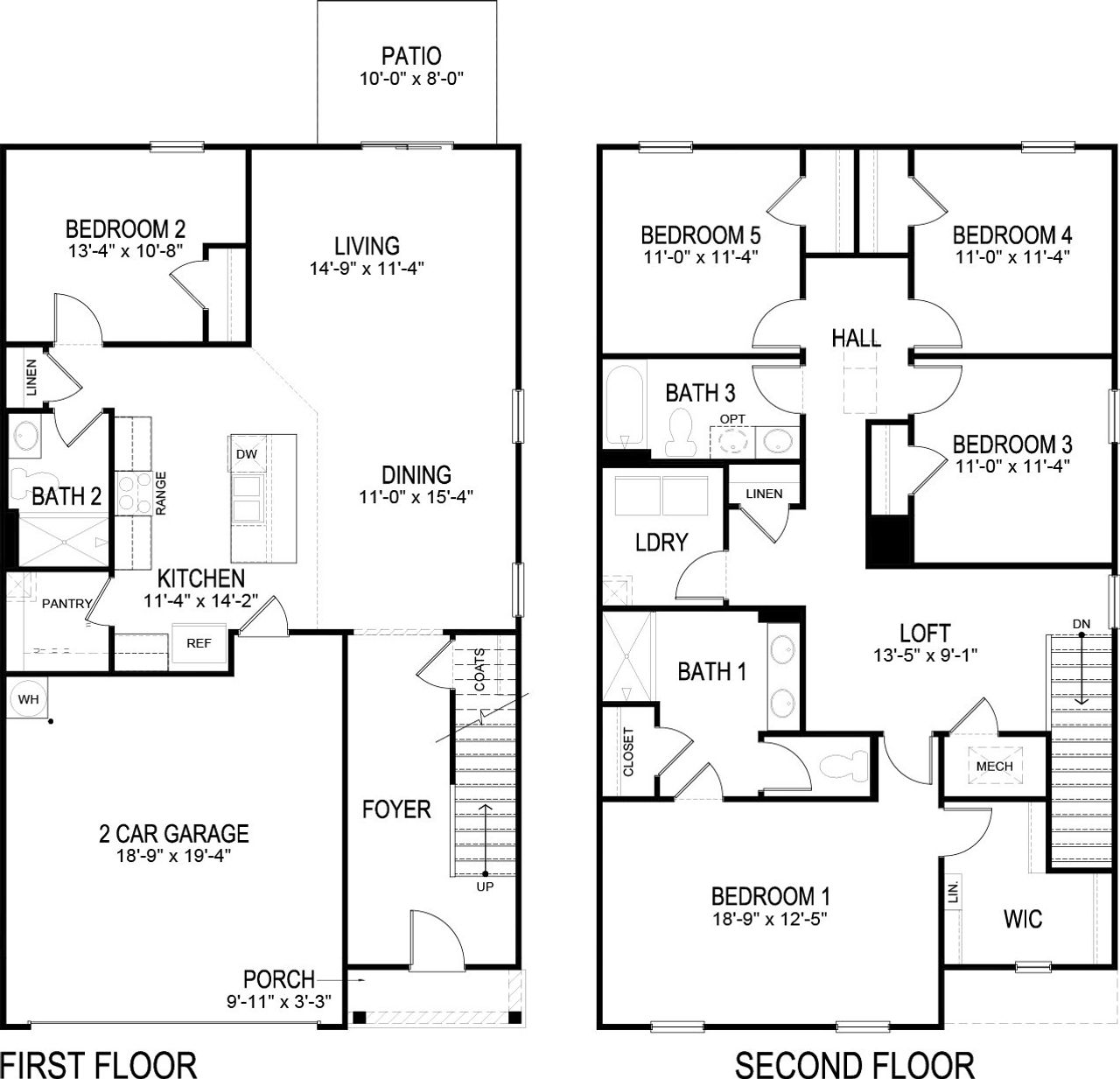 2D floor plan layout of this home in Johnson Farms, Greeneville, TN (Image 2).