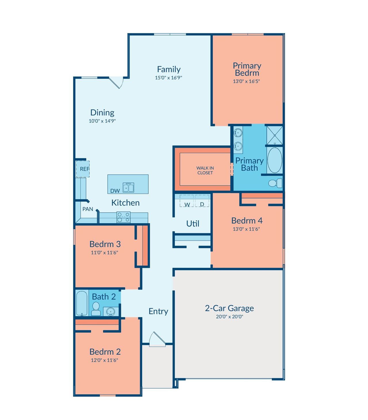 2D floor plan layout of this home in Meridiana, Manvel, TX (Image 2).