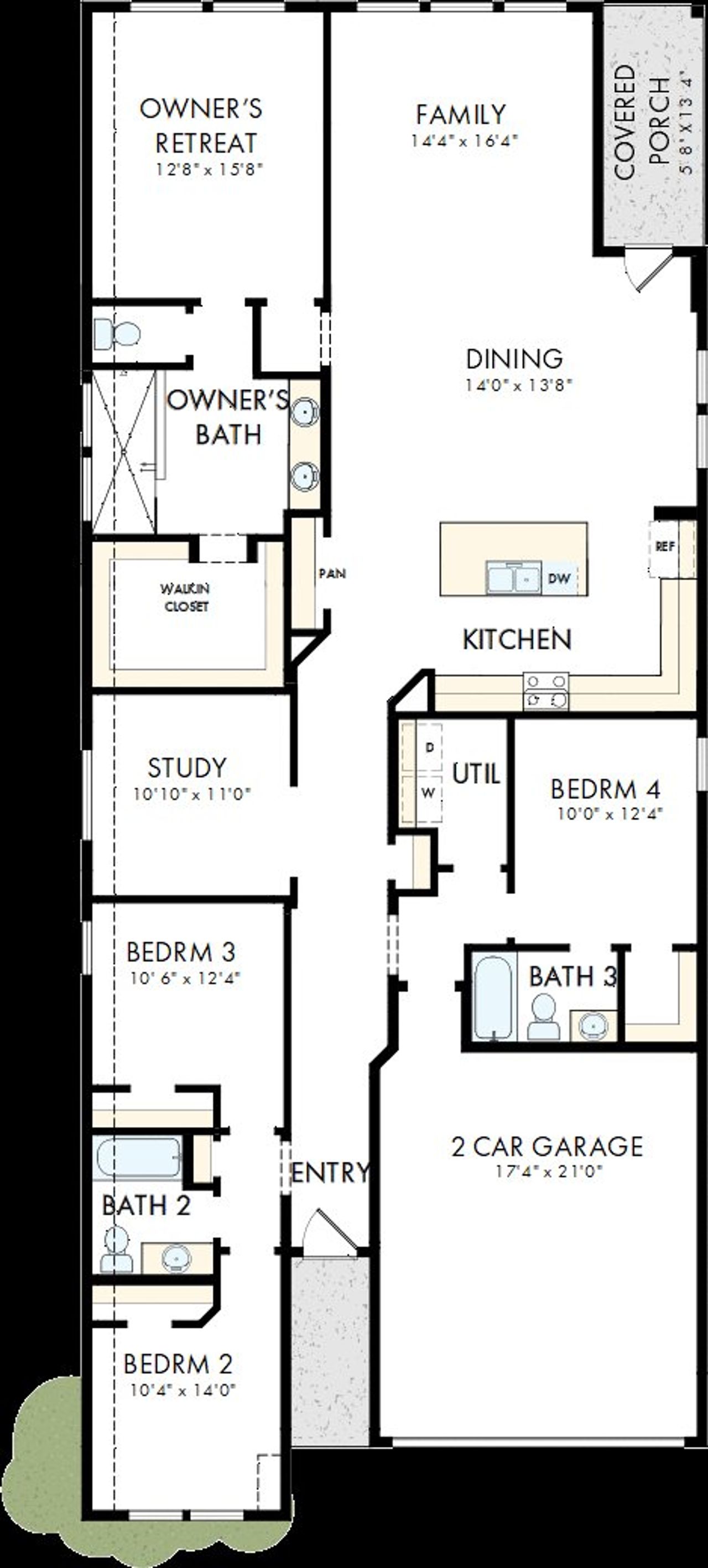 2D floor plan layout of this home in Brookewater - Terrace Collection, Rosenberg, TX (Image 2).