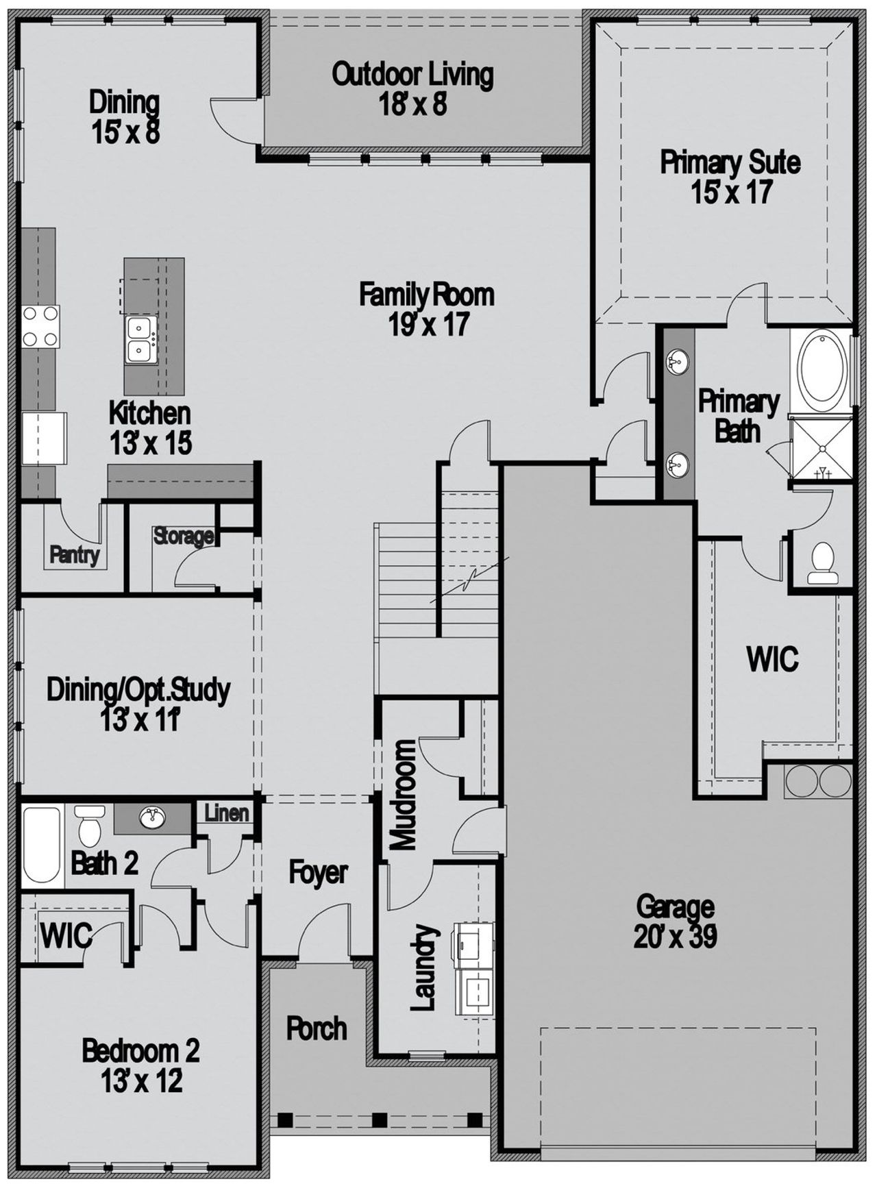 2D floor plan layout of this home in Lake Breeze, Lavon, TX (Image 2).