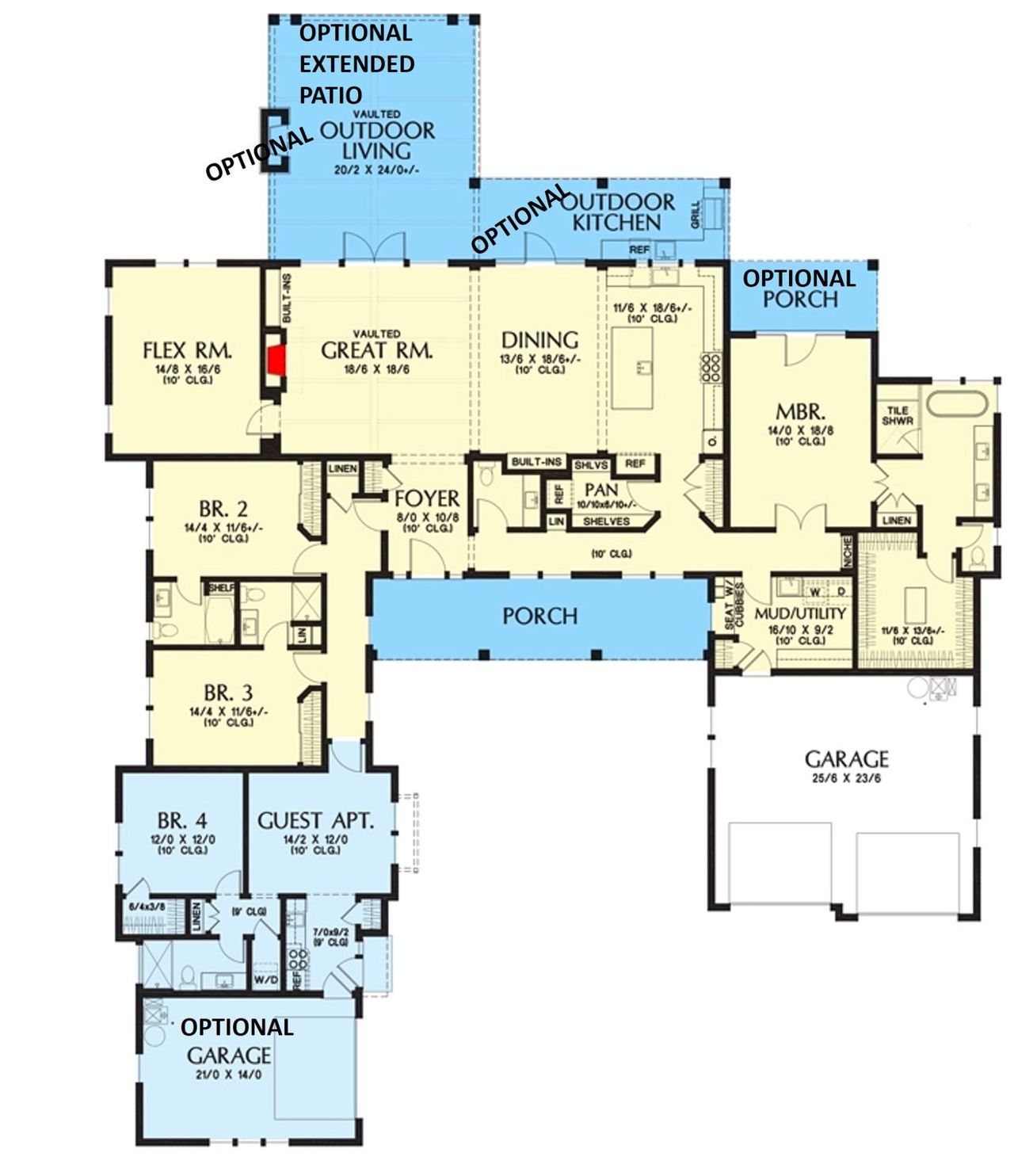 2D floor plan layout for the The Wisteria by Remington Custom Homes in Rancho Ladera, Aledo, TX (Image 2).