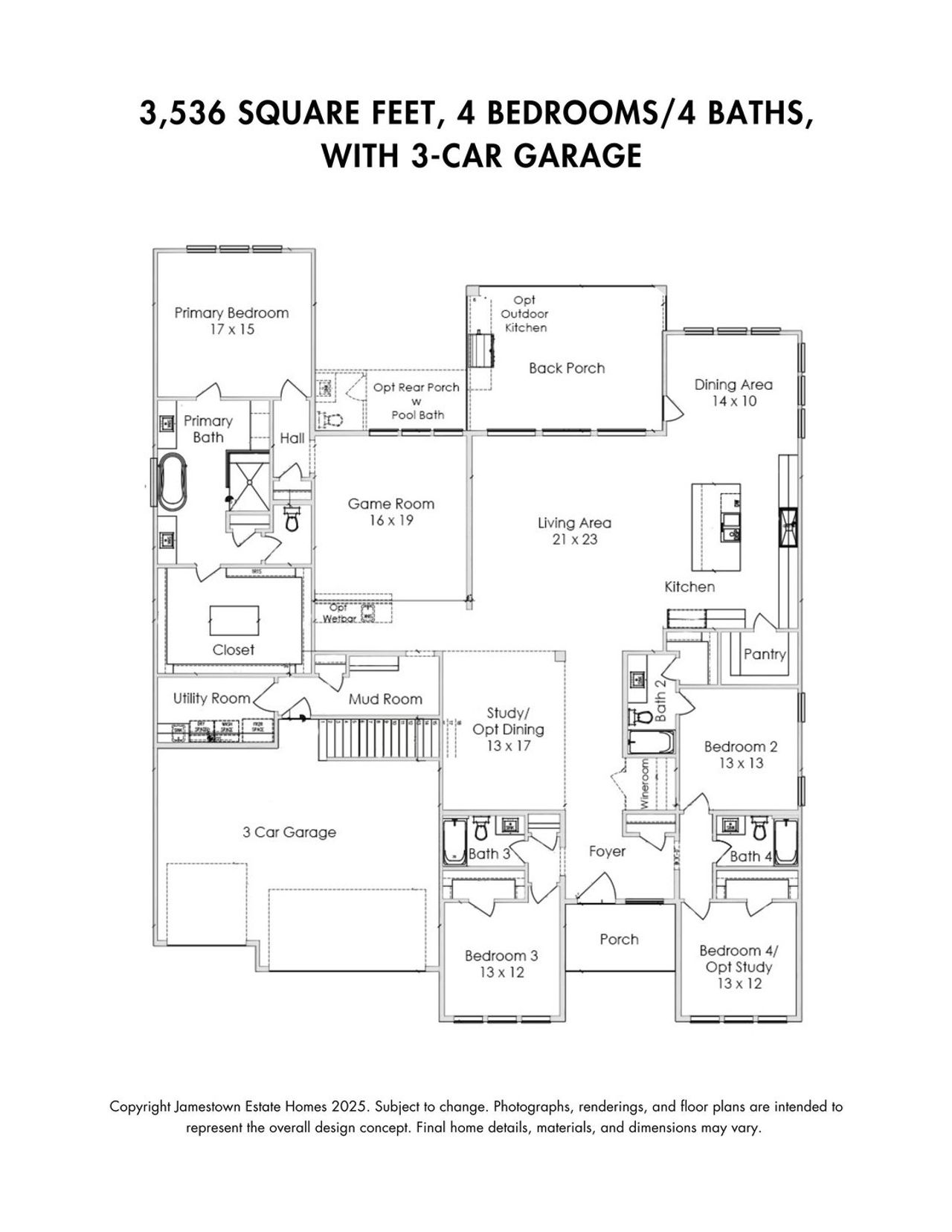 2D floor plan layout of this home in ARTAVIA, Conroe, TX (Image 2).