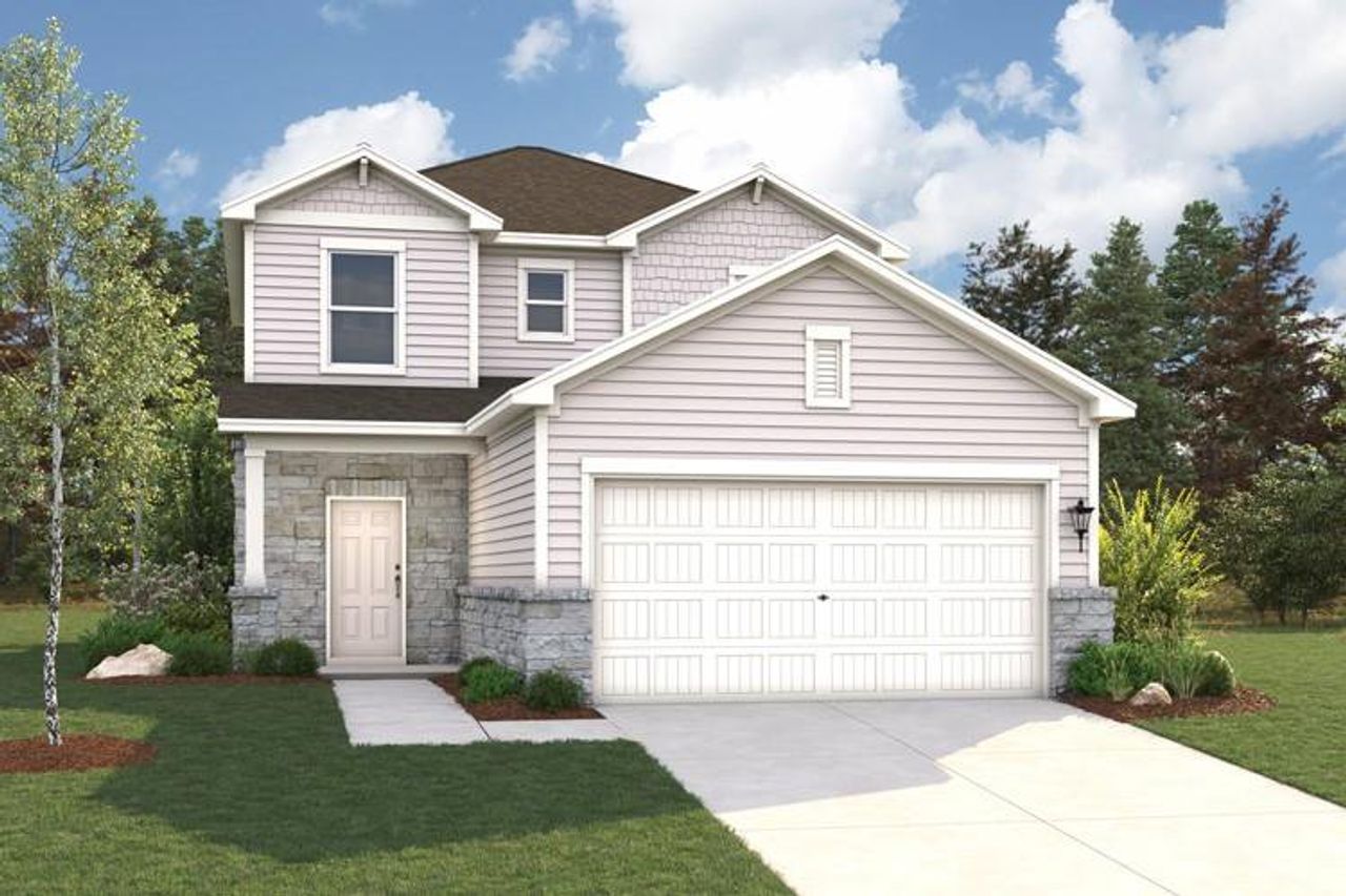 Front exterior of a new home in Cloverleaf, Austin, TX, highlighting curb appeal (Image 2).