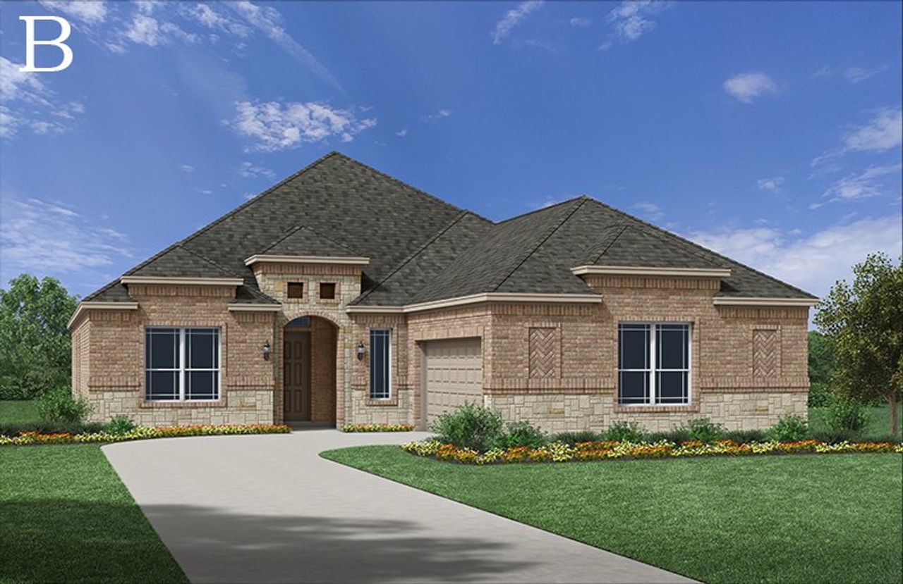 Representative exterior photo of a completed home built from the Round Rock by Windsor Homes in Lake Shore Village, Rowlett, TX (Image 2).