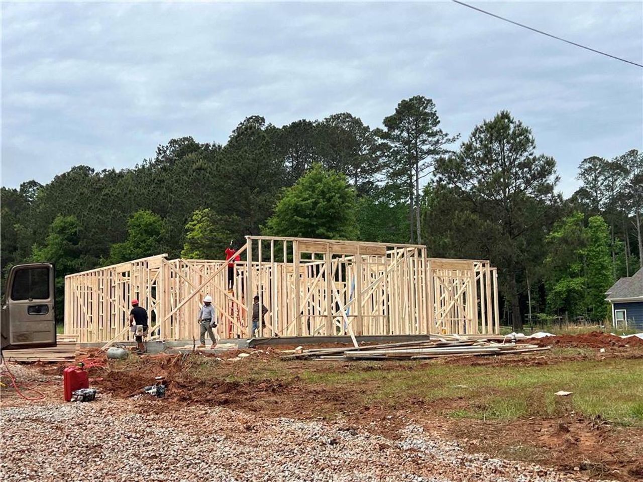 In-progress construction of a new home in , Mansfield, GA (Image 2).