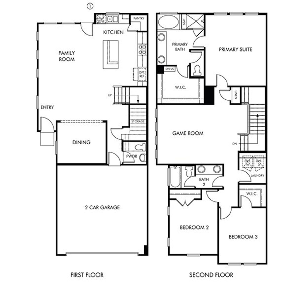 2D floor plan layout of this home in Spring Brook Village - City Series, Houston, TX (Image 2).