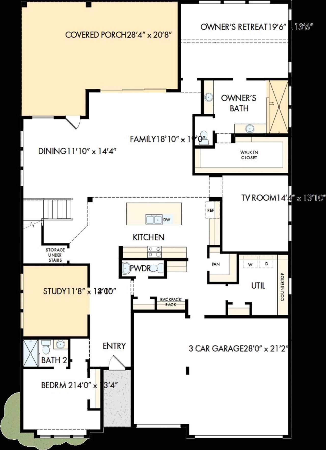 2D floor plan layout of this home in Wolf Ranch – West Bend, Georgetown, TX (Image 2).