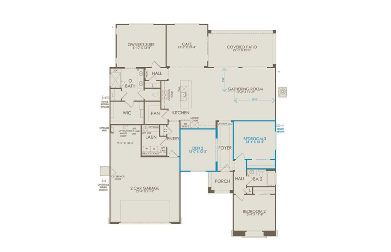 2D floor plan layout of this home in Del Webb at Rocking K, Tucson, AZ (Image 2).