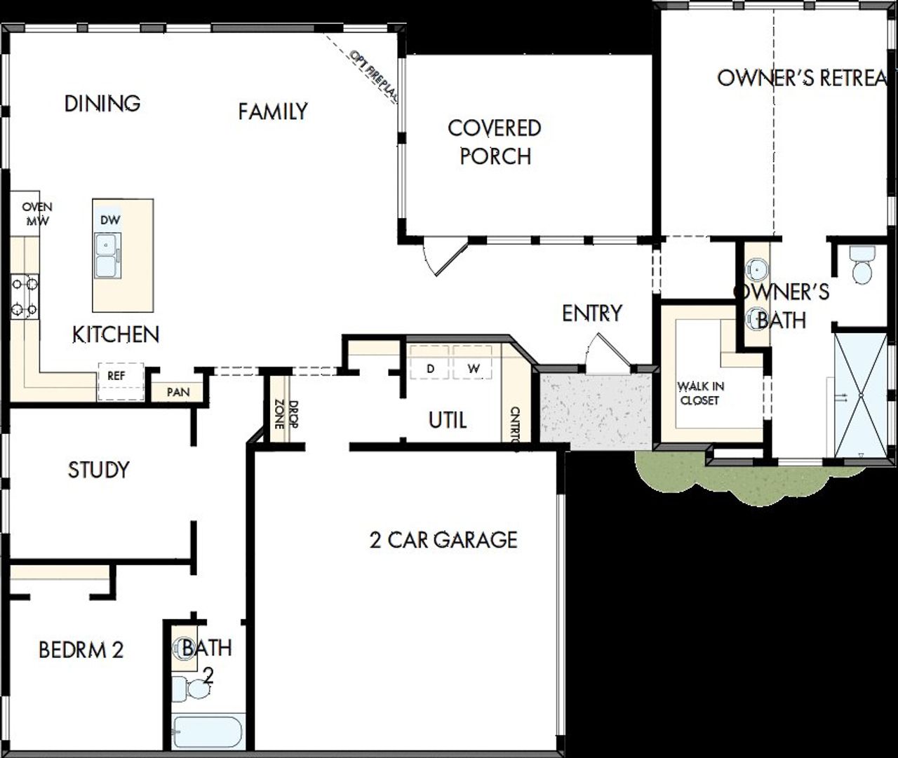 2D floor plan layout of this home in Elements at Viridian - Garden Series, Arlington, TX (Image 2).