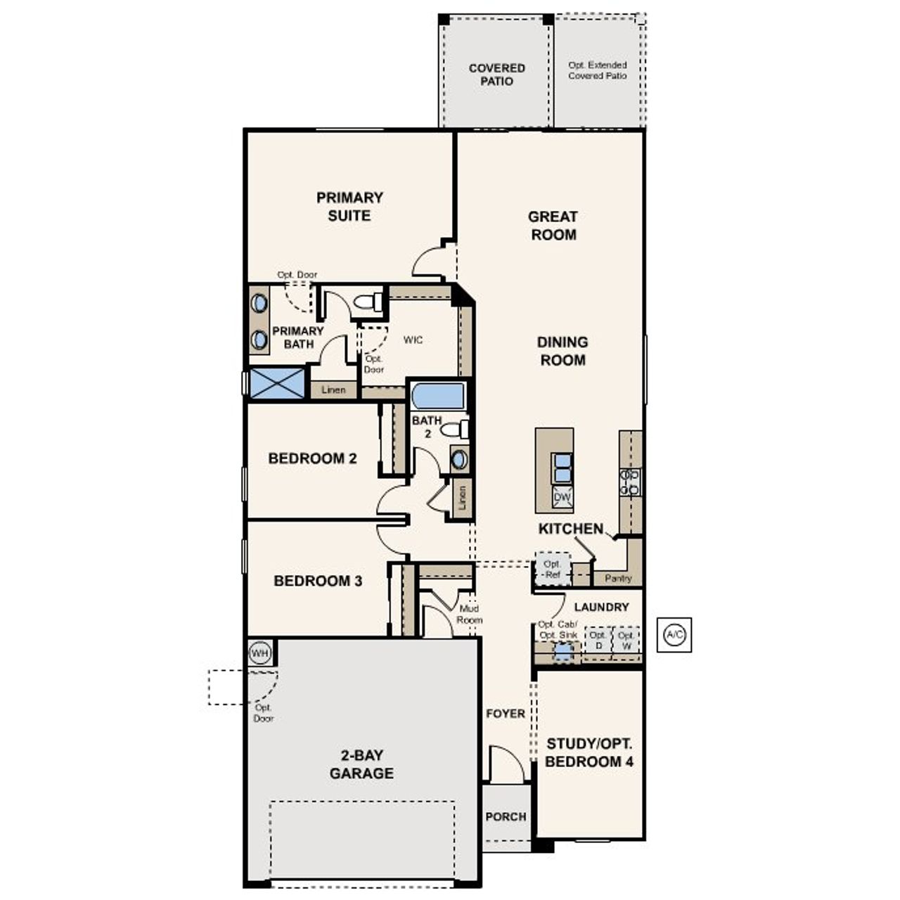 2D floor plan layout of this home in The Vistas Collection at North Copper Canyon, Surprise, AZ (Image 2).