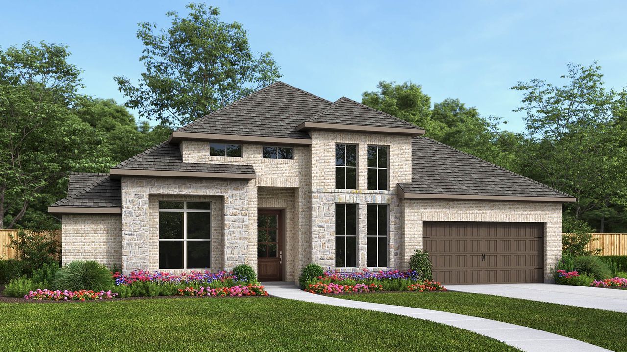 Representative exterior photo of a completed home built from the 3465P by Perry Homes in Audubon Park 70', Magnolia, TX (Image 2).