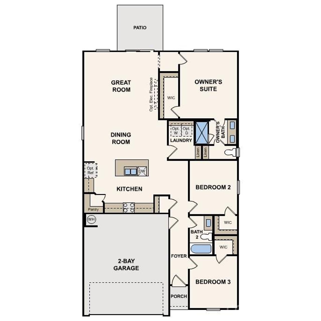 2D floor plan layout of this home in Meadow Creek Village, Locust, NC (Image 2).