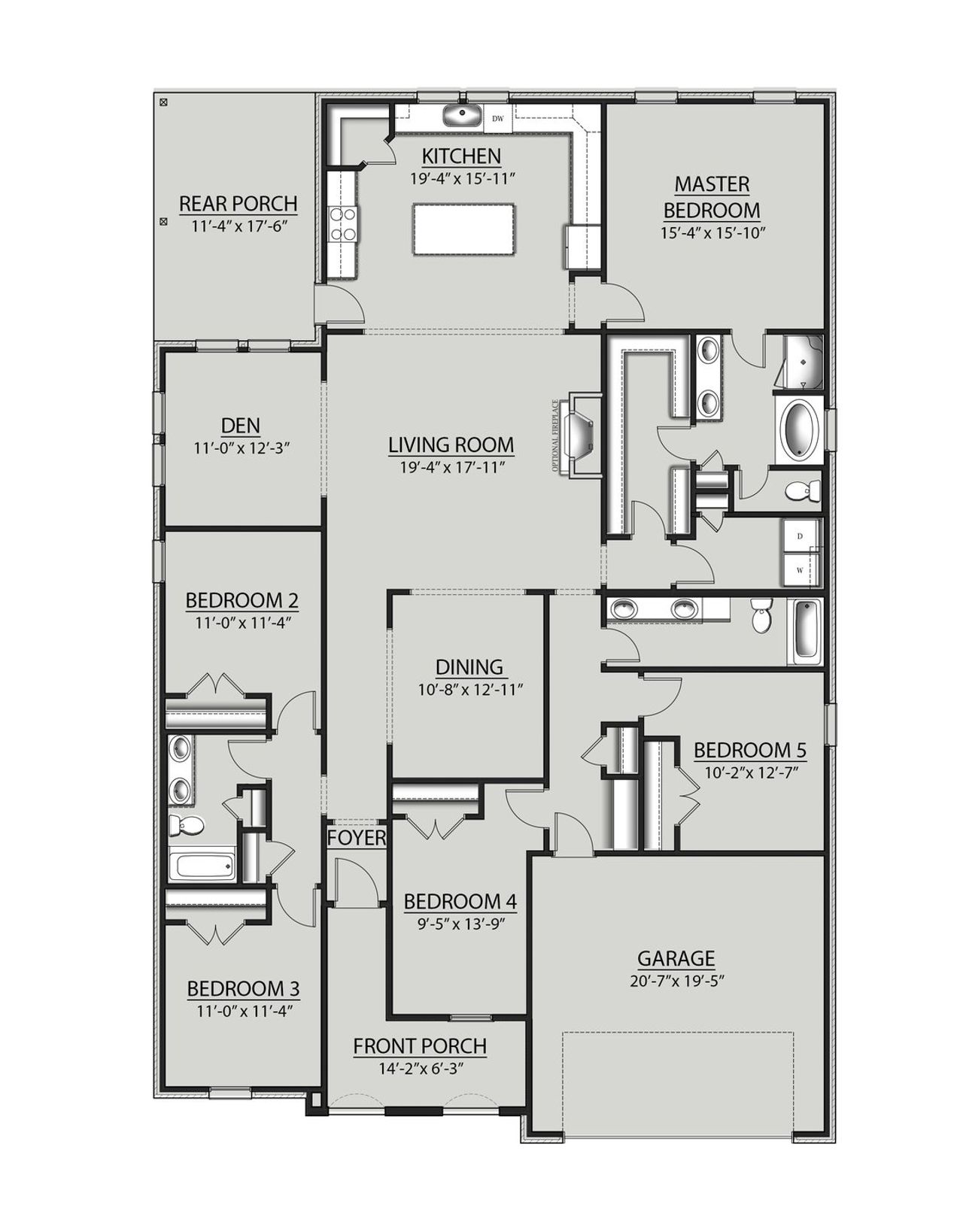 2D floor plan layout for the Hickory III G by DSLD Homes in Young Oaks, Crestview, FL (Image 2).
