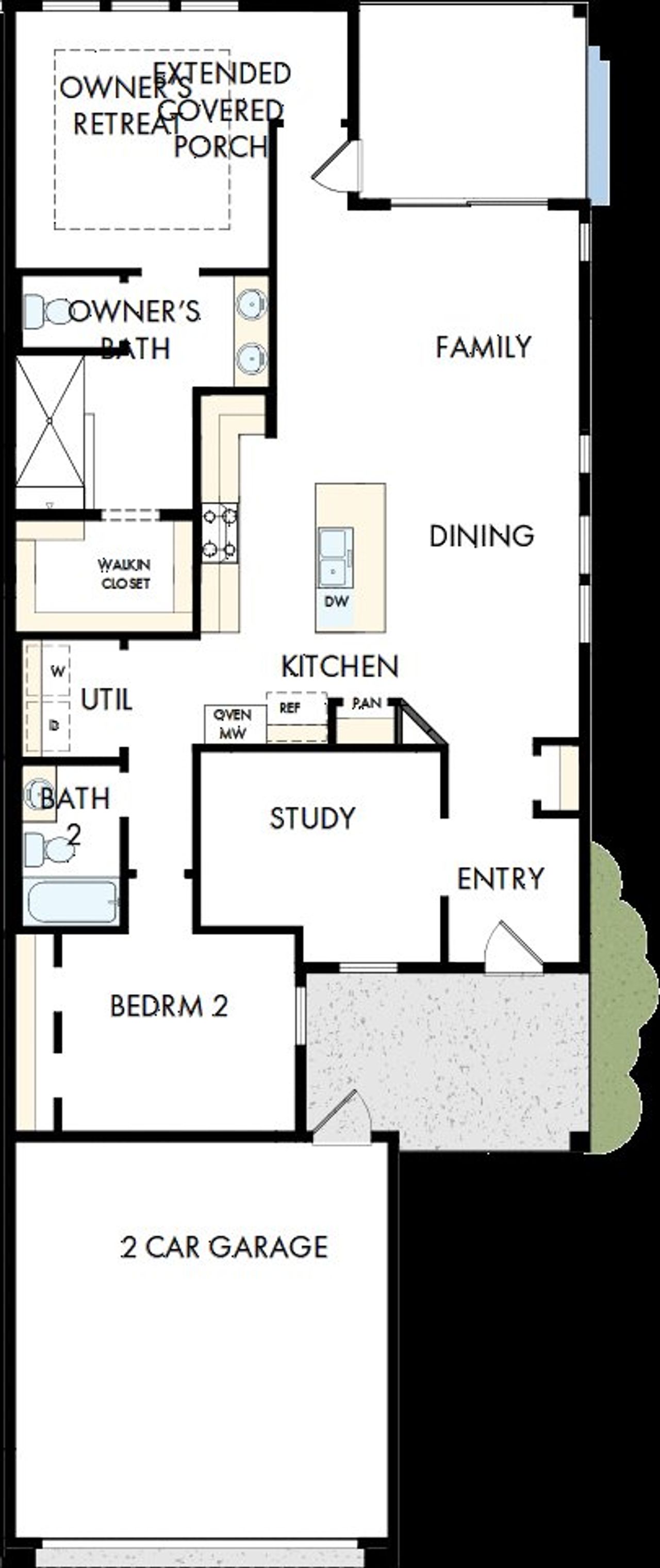 2D floor plan layout of this home in Encore at Chatham Park – Villa Series, Pittsboro, NC (Image 2).