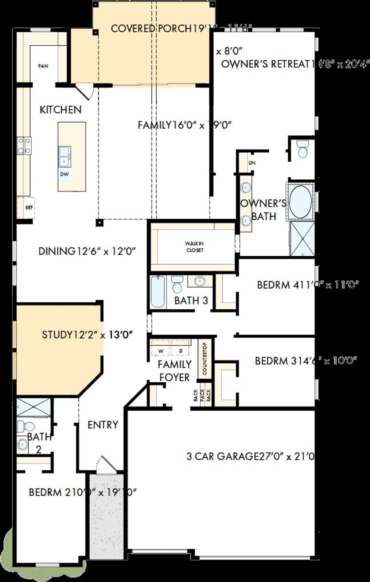 2D floor plan layout of this home in Audubon – Ascent Collection, Magnolia, TX (Image 2).
