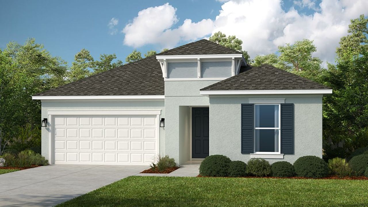 Representative exterior photo of a completed home built from the Atlantic by Taylor Morrison in The Waters at Center Lake Ranch, St. Cloud, FL (Image 2). Representative exterior photo of a completed home built from the Atlantic by Taylor Morrison in The Waters at Center Lake Ranch, St. Cloud, FL (Image 2).