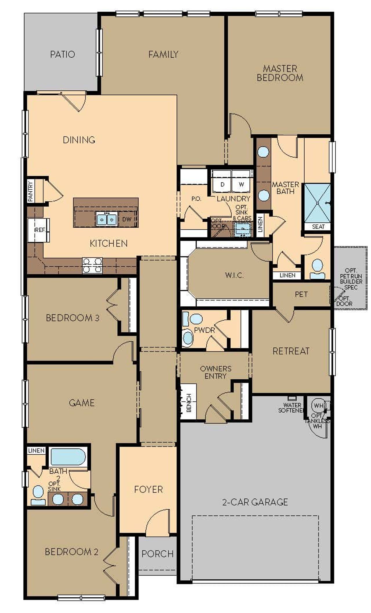 2D floor plan layout for the Zen by View Homes in Skybrooke, Live Oak, TX (Image 2). 2D floor plan layout for the Zen by View Homes in Skybrooke, Live Oak, TX (Image 2).