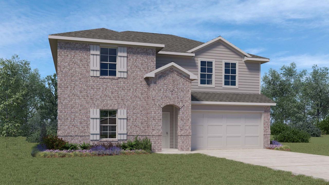 Representative exterior photo of a completed home built from the Perry - X40P by D.R. Horton in Milo Farms, Rosenberg, TX (Image 2).