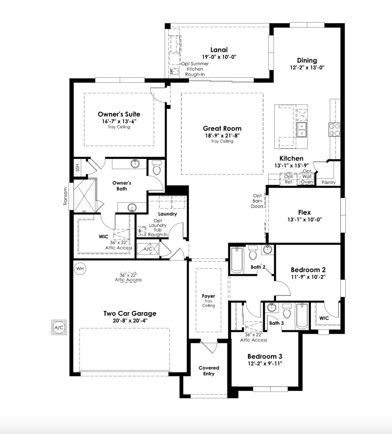 2D floor plan layout for the Nora by Kolter Homes in Cresswind at Hammock Oaks, Lady Lake, FL (Image 2).