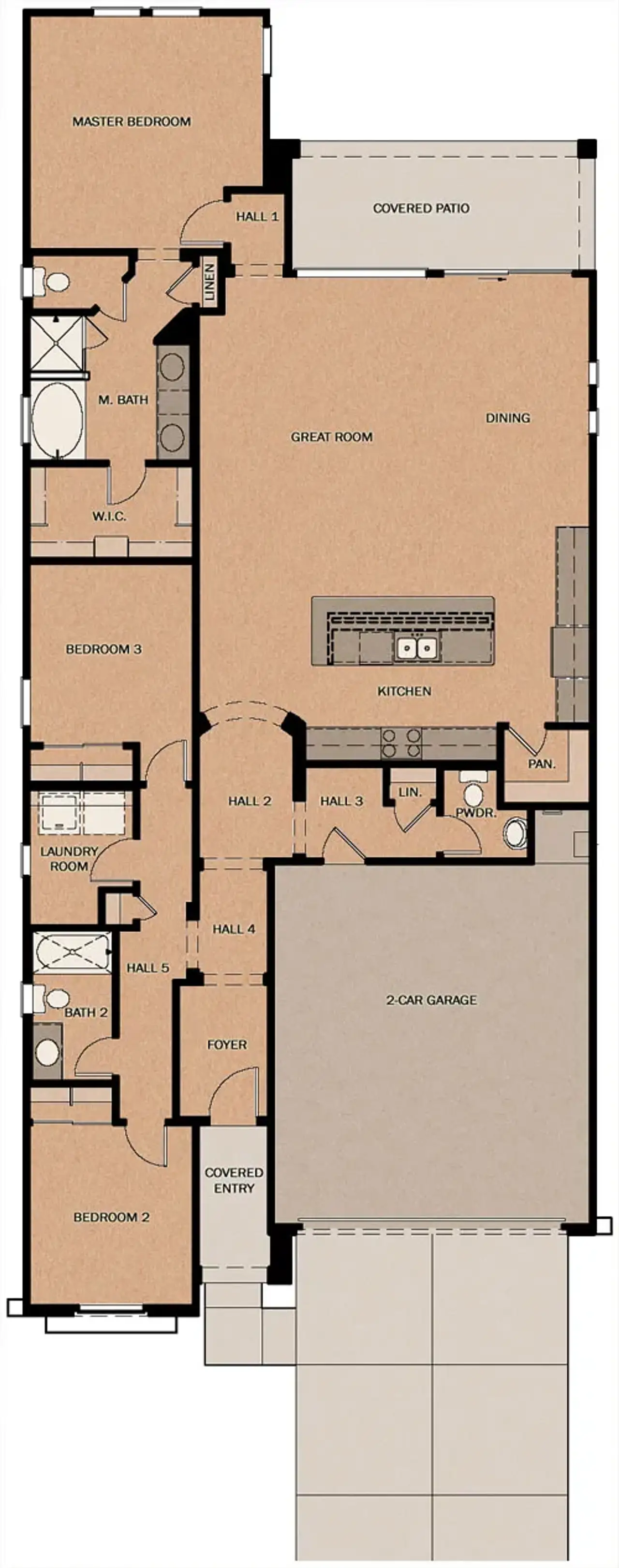 2D floor plan layout of this home in Calistoga at Enclave, Litchfield Park, AZ (Image 2).
