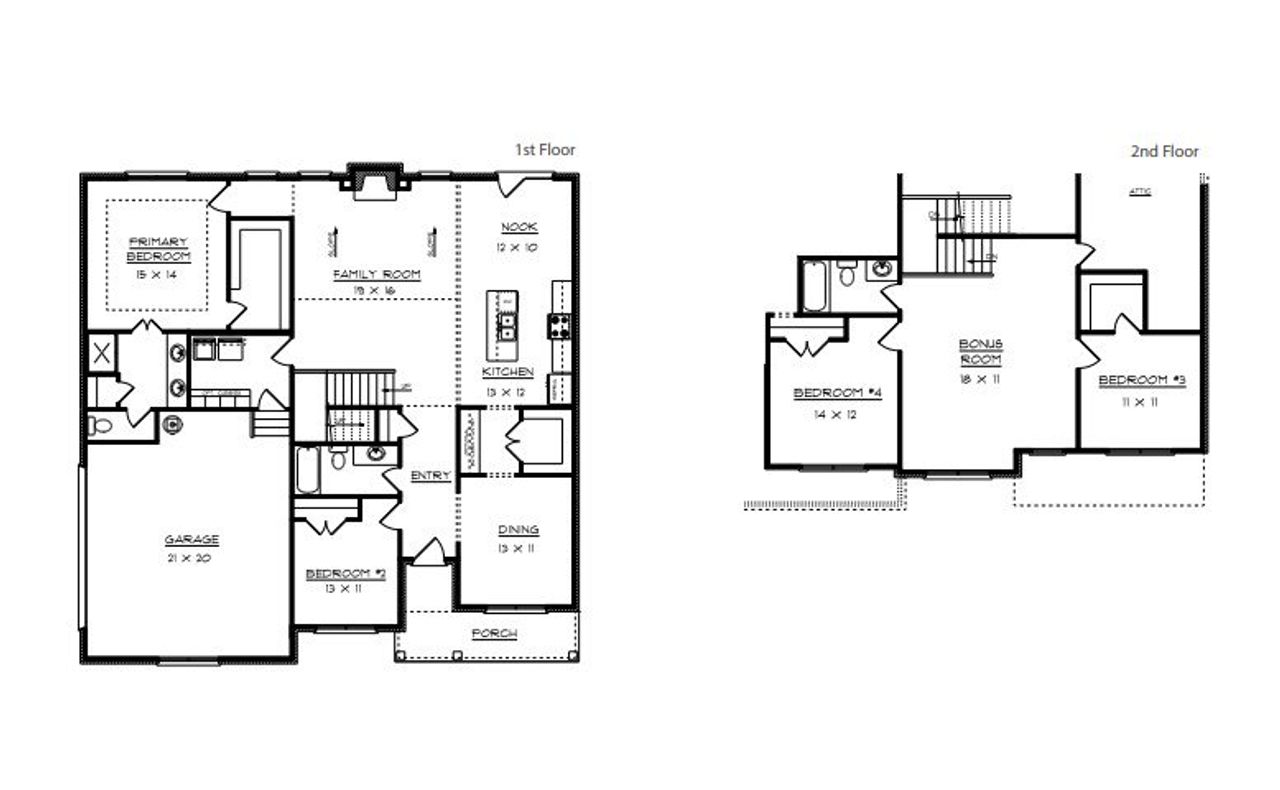 2D floor plan layout for the Lillian by Southeastern Building Corporation in Watermill, Lebanon, TN (Image 2).