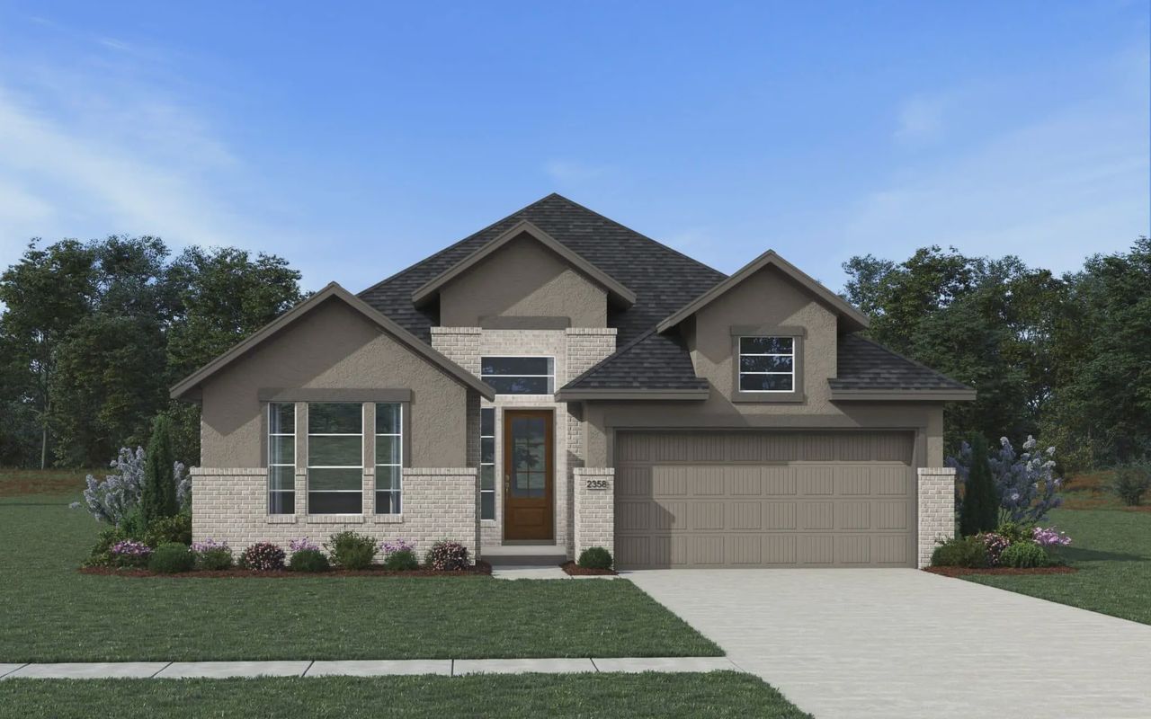 Representative exterior photo of a completed home built from the Mariah by Chesmar Homes in The Woodlands Hills, Willis, TX (Image 2). Representative exterior photo of a completed home built from the Mariah by Chesmar Homes in The Woodlands Hills, Willis, TX (Image 2).