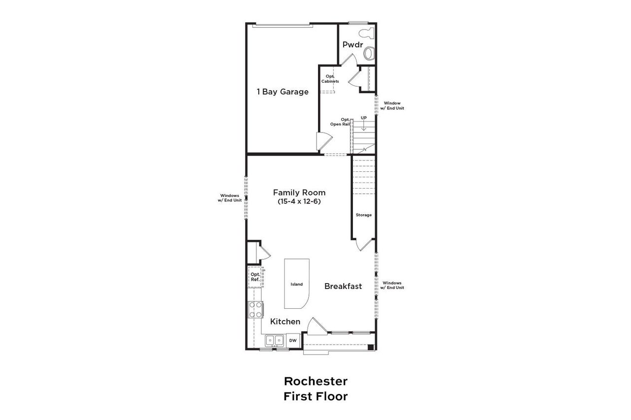 2D floor plan layout for the Rochester by DRB Homes in Battle Bridge, Raleigh, NC (Image 2).