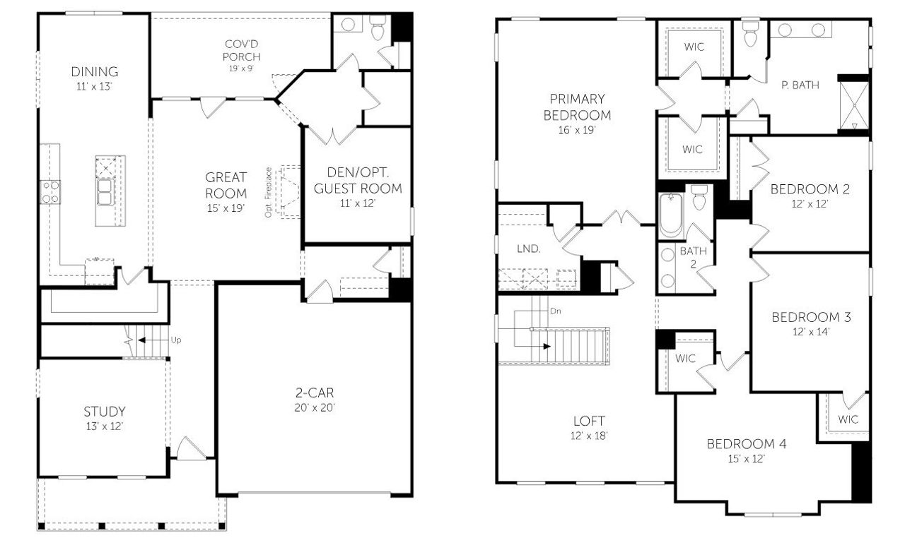 2D floor plan layout of this home in The Pier South, Seneca, SC (Image 2).