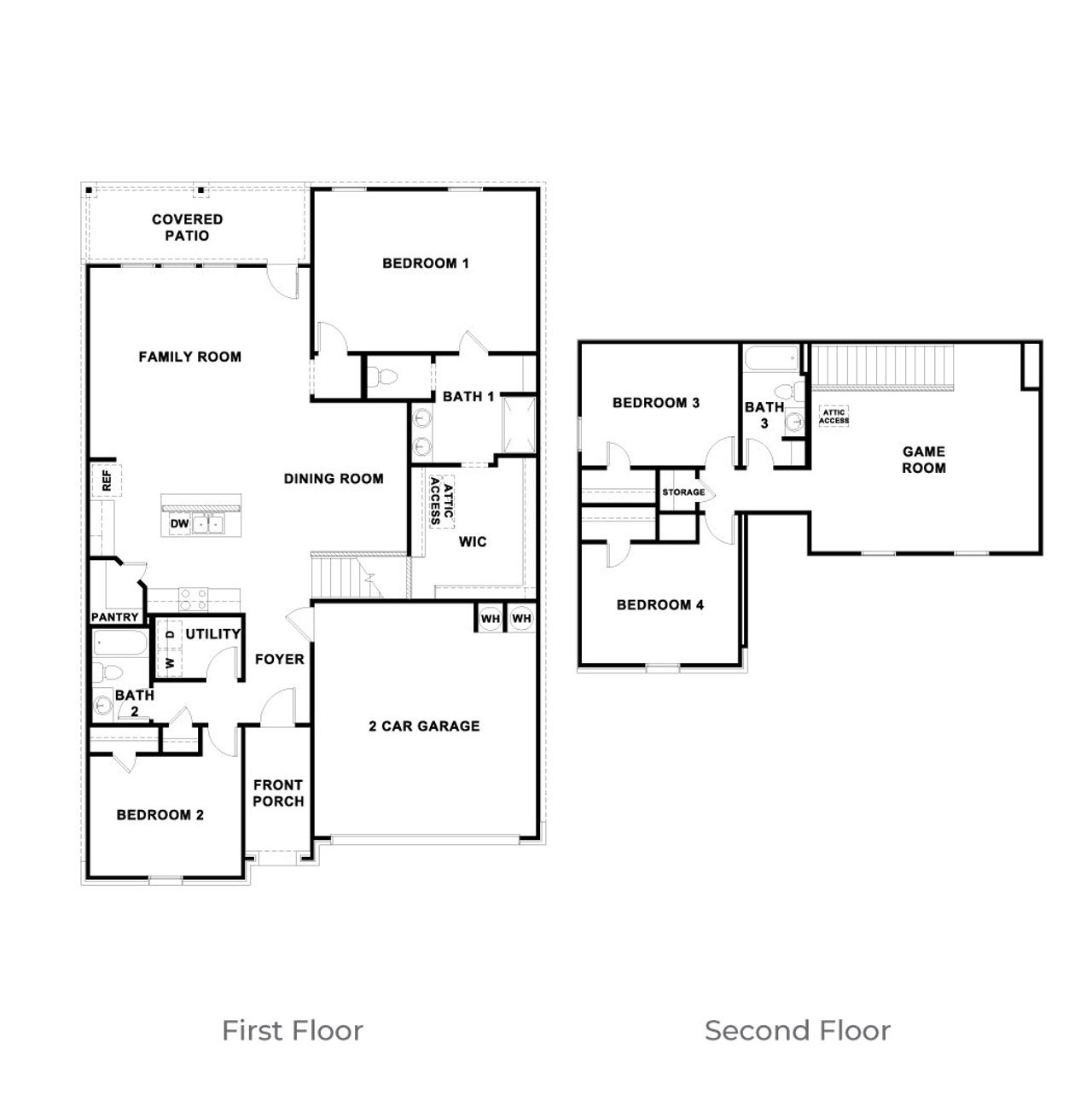 2D floor plan layout of this home in Bar W Ranch, Leander, TX (Image 2).