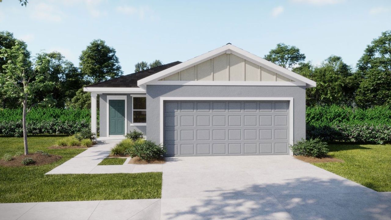 Front exterior of a new home in Deland, Debary, FL, highlighting curb appeal (Image 2). Front exterior of a new home in Deland, Debary, FL, highlighting curb appeal (Image 2).