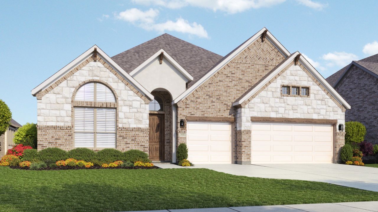 Representative exterior photo of a completed home built from the Villanova by DRB Homes in Green Meadows Classic, Celina, TX (Image 2).