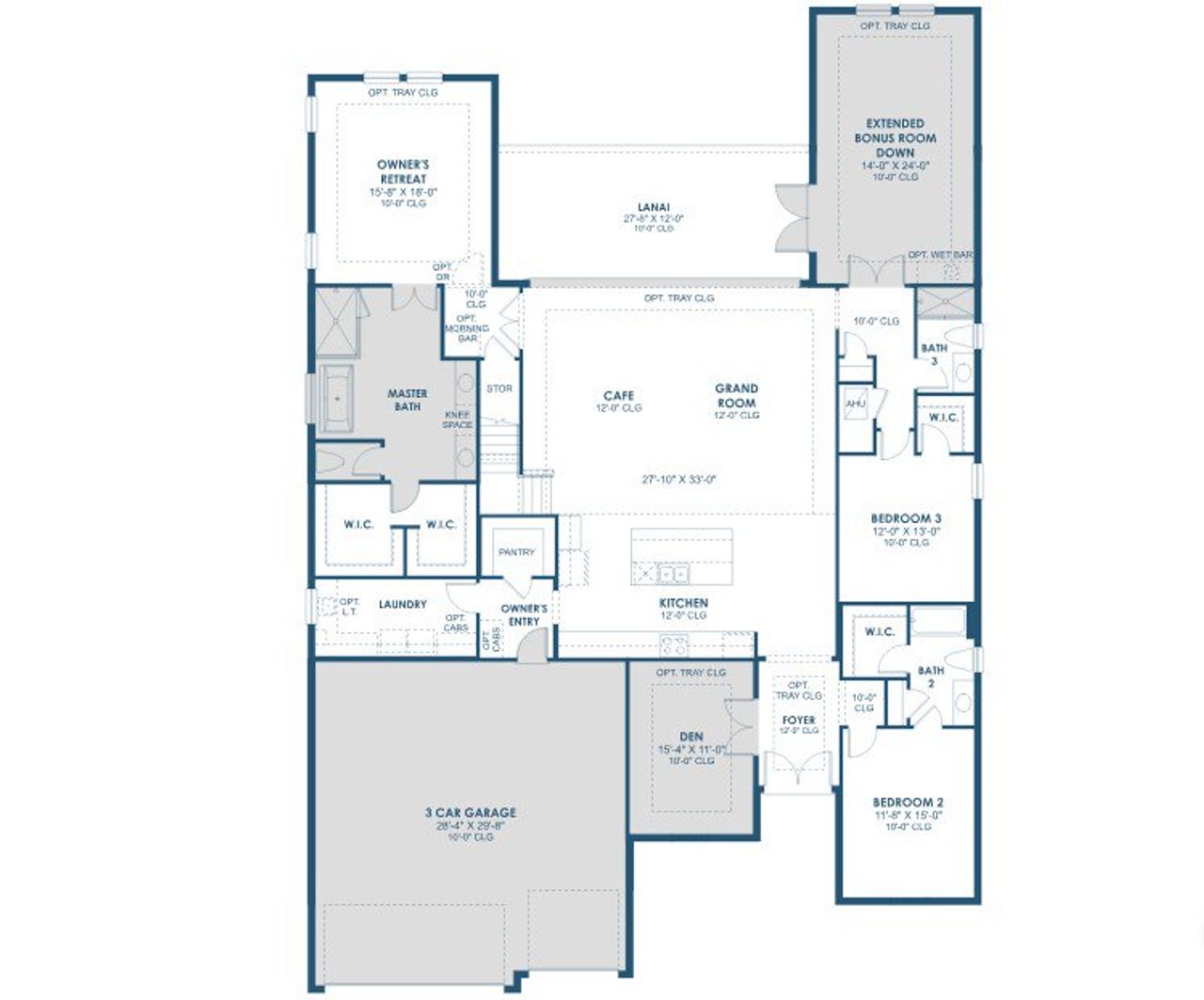 2D floor plan layout of this home in Creek Ridge Preserve, Fish Hawk, FL (Image 2).