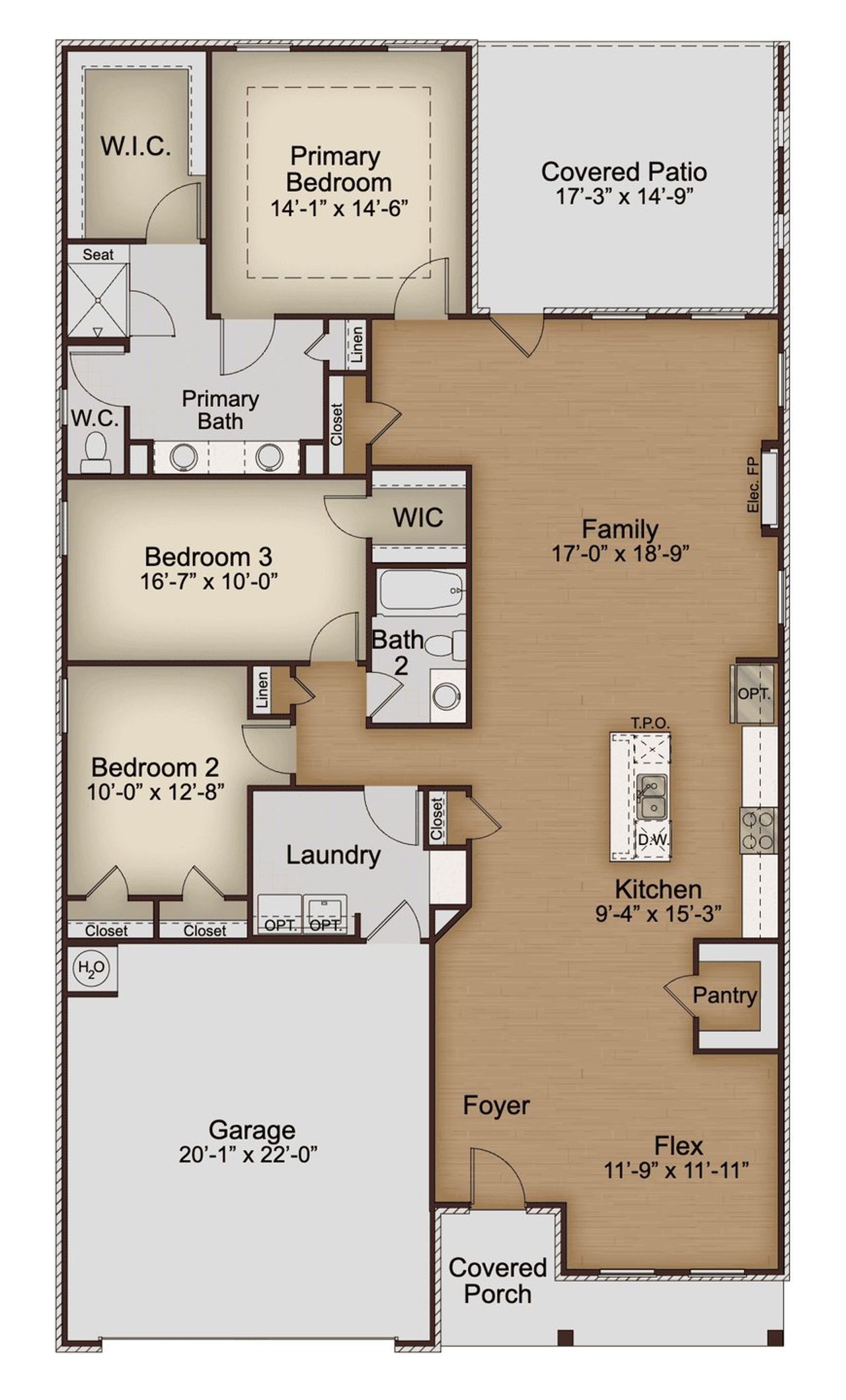 2D floor plan layout of this home in Cooper's Walk, Loganville, GA (Image 2).