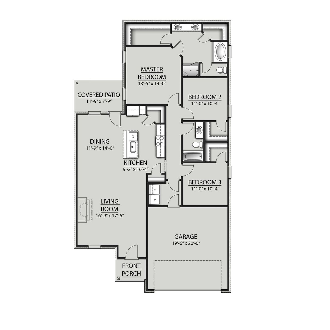 2D floor plan layout for the Dogwood IV A by DSLD Homes in Little Cypress Grove, Orange, TX (Image 2).
