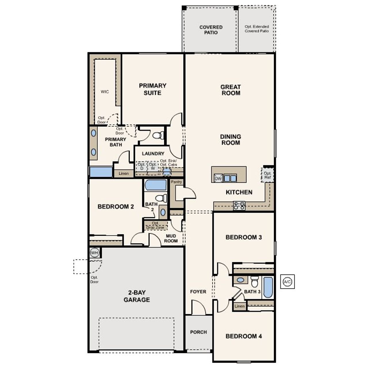 2D floor plan layout of this home in North Copper Canyon, Surprise, AZ (Image 2).