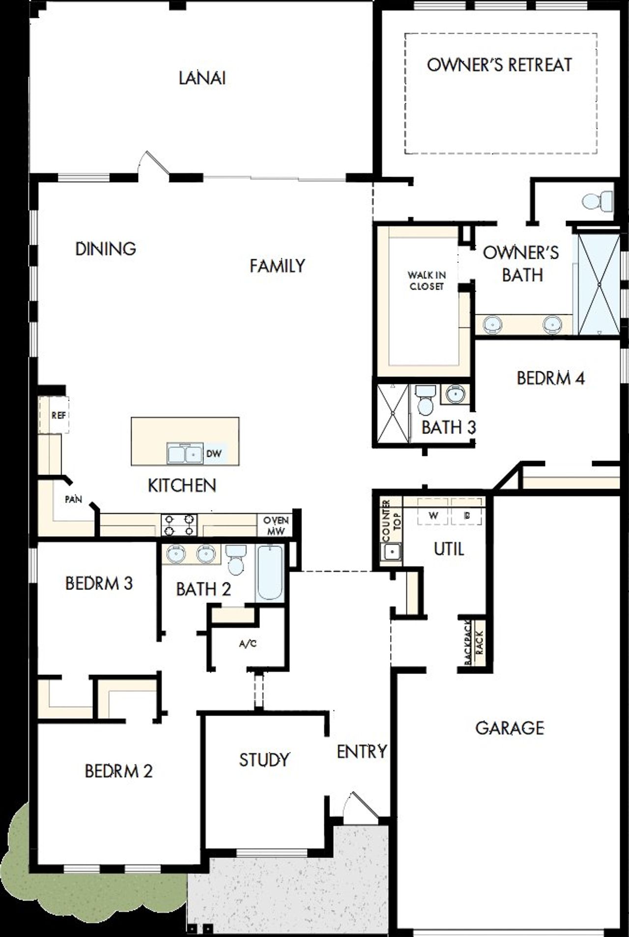 2D floor plan layout of this home in Lakeview Crossing – Classic Series, Sarasota, FL (Image 2).