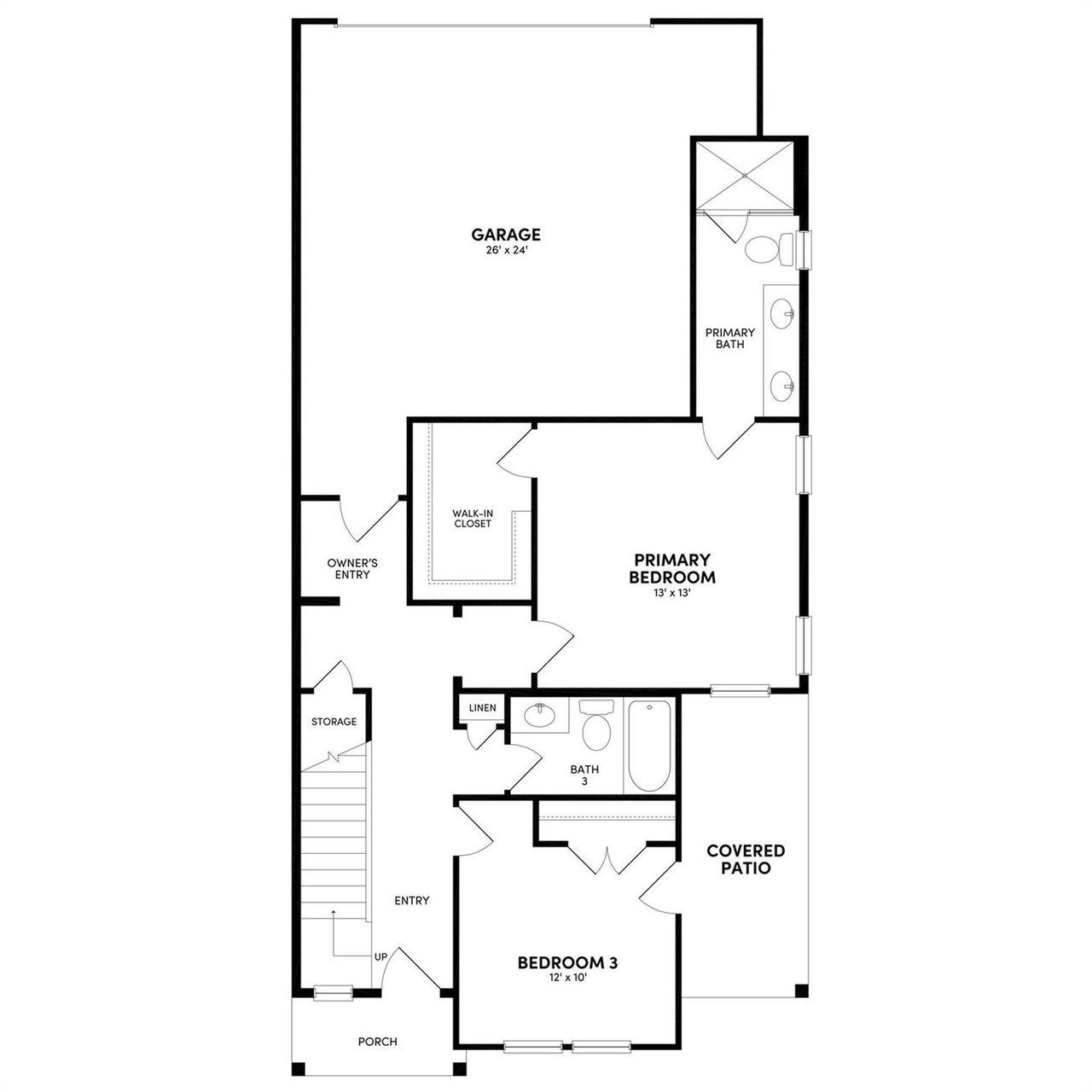 A well-designed floor plan featuring a spacious primary bedroom with a walk-in closet and convenient access to a covered patio. A well-designed floor plan featuring a spacious primary bedroom with a walk-in closet and convenient access to a covered patio.
