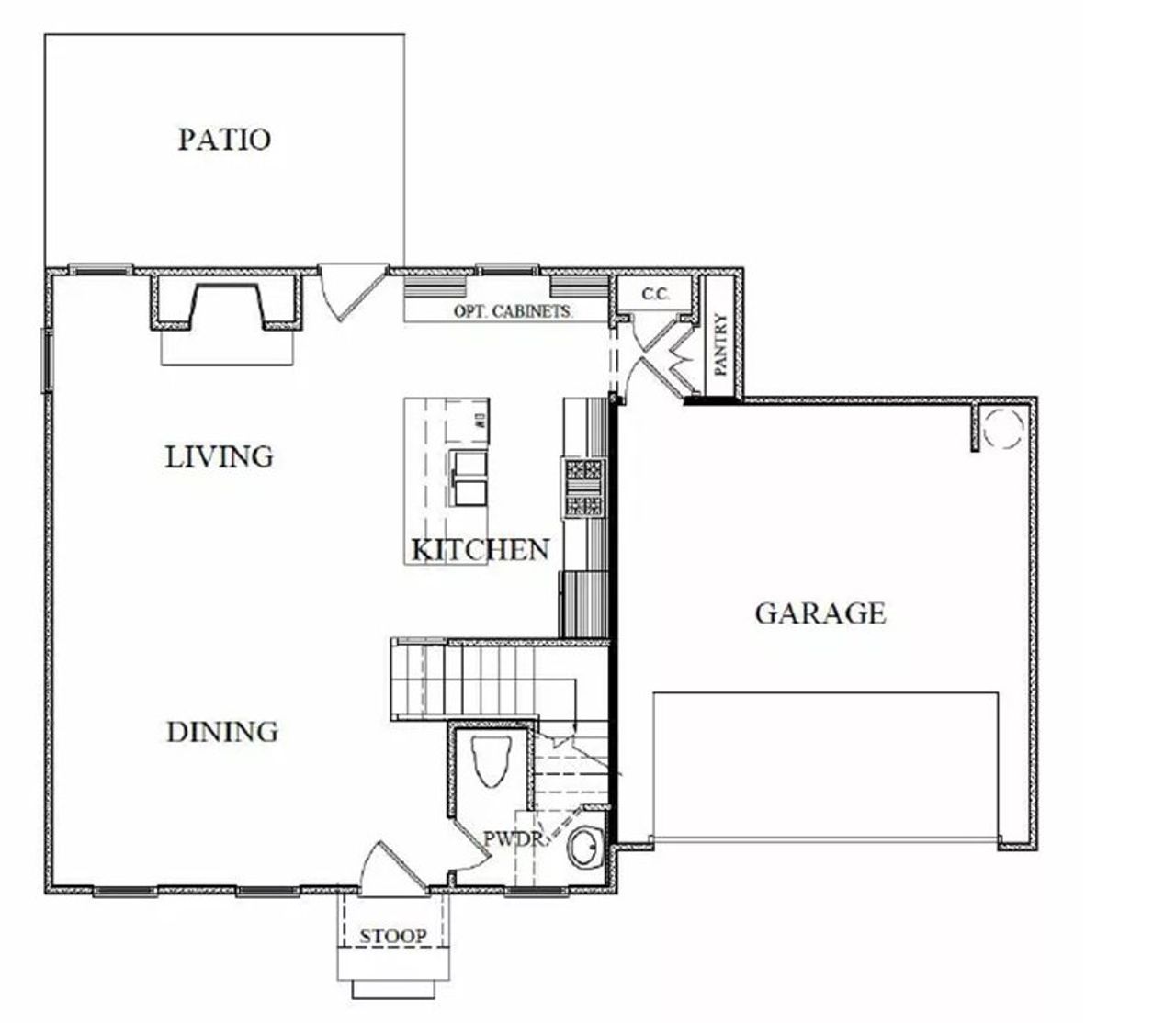 2D floor plan layout for the The Chandler by Kinglett Homes in Harmony, Auburn, GA (Image 2).