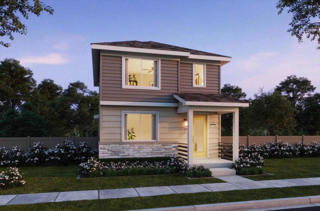 Representative exterior photo of a completed home built from the 1 by Risewell Homes in Woodrose at Painted Prairie, Aurora, CO (Image 2).