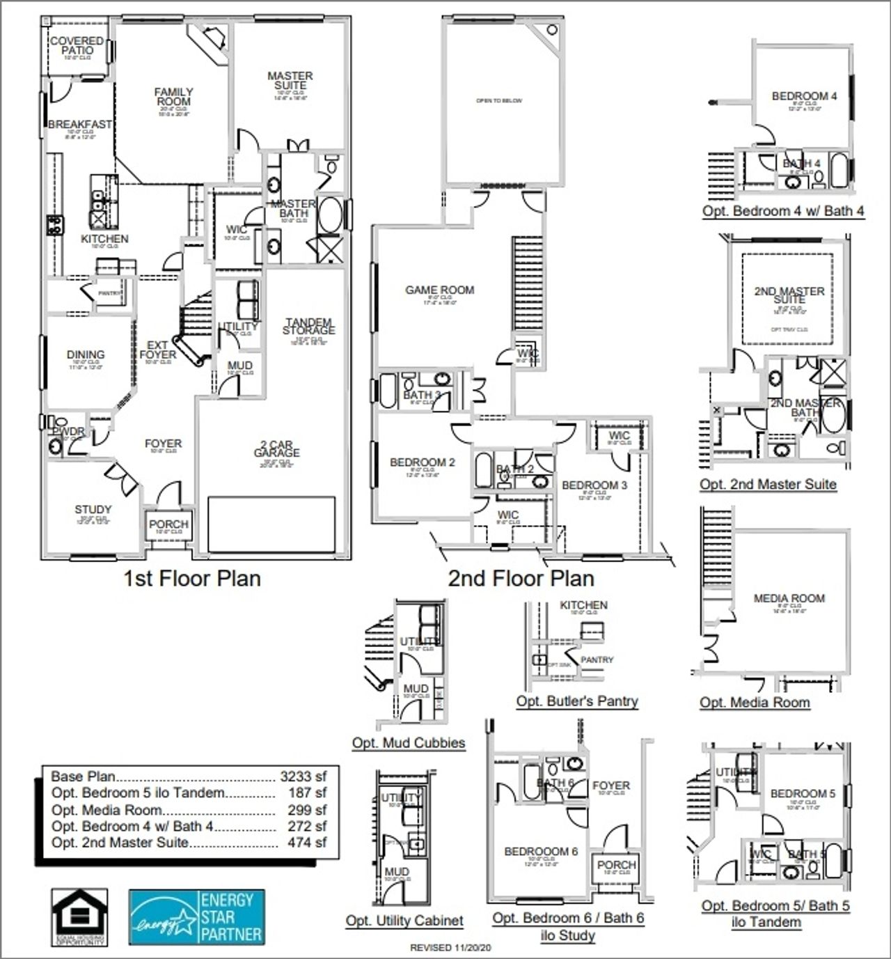 2D floor plan layout for the Normandy by Megatel Homes in Venetian, Celina, TX (Image 2).