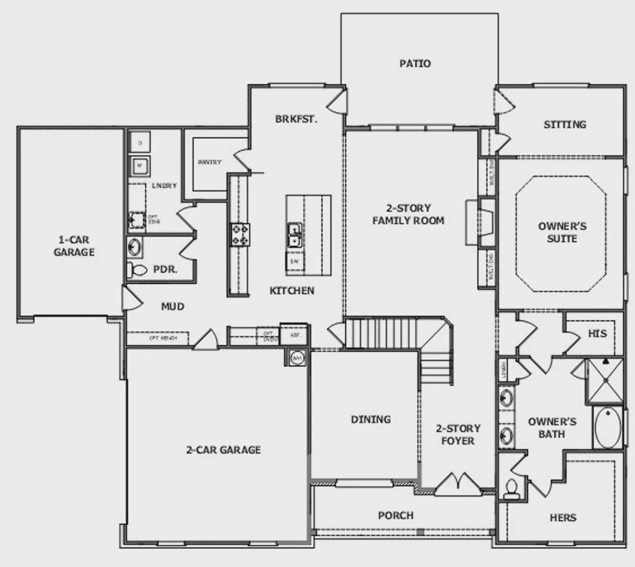 2D floor plan layout for the The Cooper by Reliant Homes in Stonegate, Monroe, GA (Image 2).