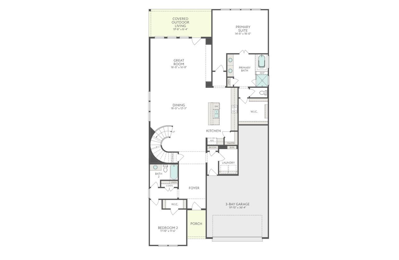 2D floor plan layout for the Downy by Tri Pointe Homes in Oakhill Reserve, Tomball, TX (Image 2).